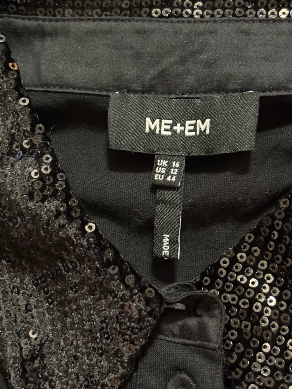 ME+EM Sequin Mixed Media Layering Shirt - Black Sz 12 - Picture 12 of 16
